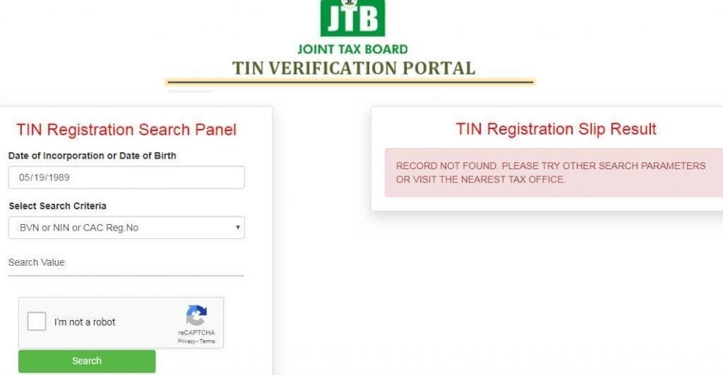 How to get TIN in Nigeria via JTB portal