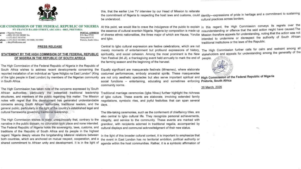 'No Igbo King Coronated in South Africa' – Viral Claims Debunked