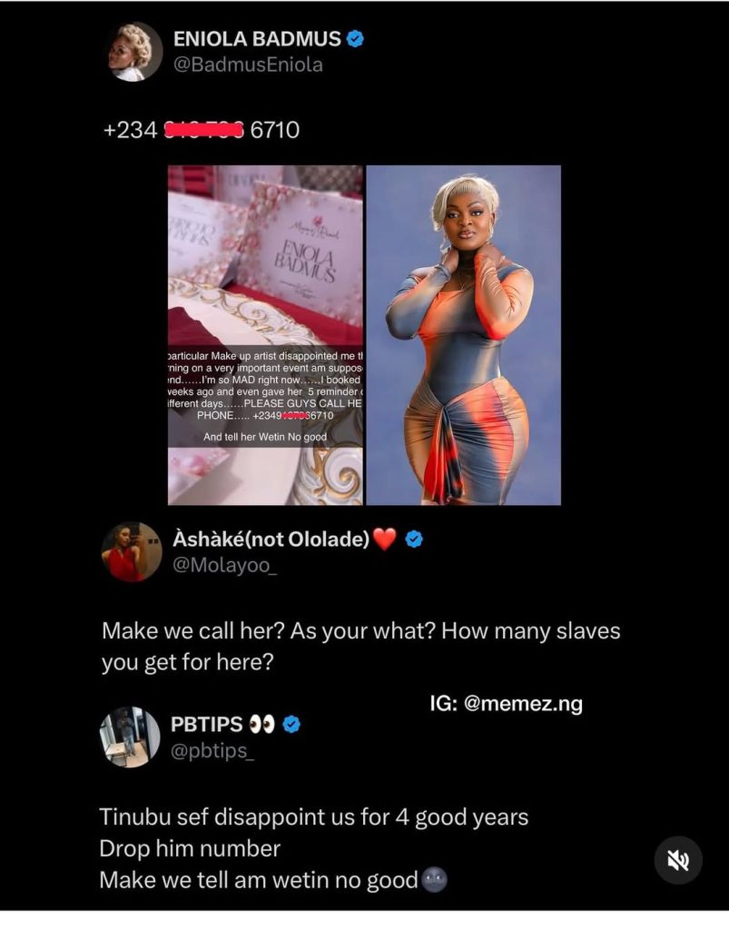 Eniola Badmus tweet