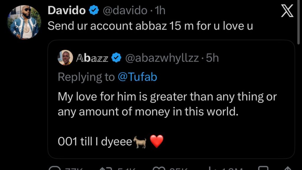 Davido Gifts Loyal Fan ₦15 Million
