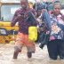 Flooded residential street in Lagos after a heavy rainfall