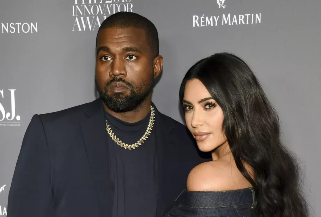 kim kardasian and kanye west at an event