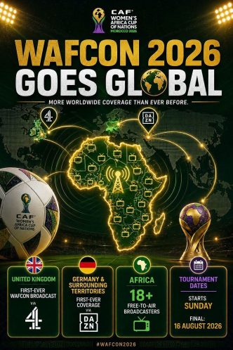 WAFCON 2026 promotional graphic highlighting the tournament's global expansion and participation