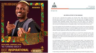 Gaise Baba Headies open letter challenges the music body to do better.