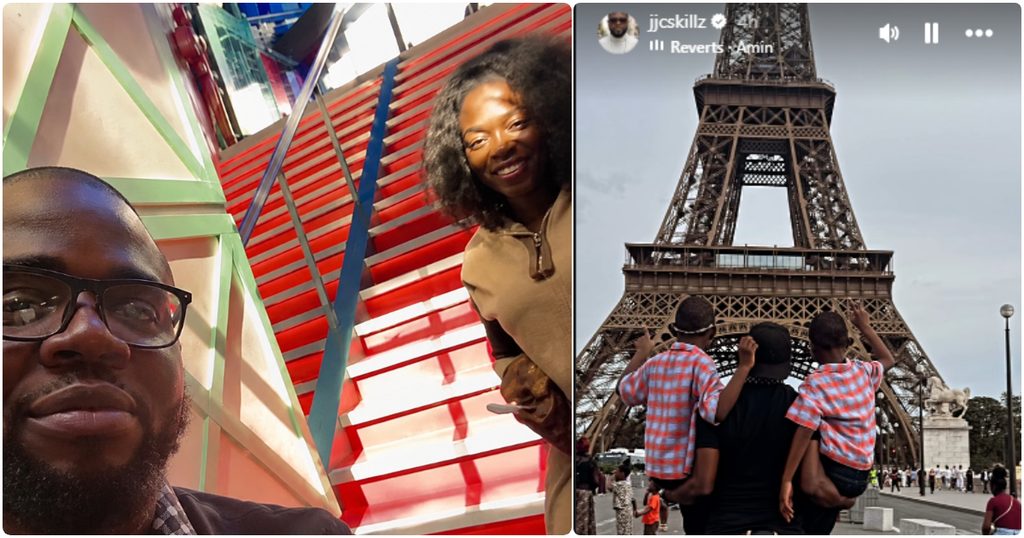 Funke Akindele and ex-husband JJC Skillz rock Paris with their sons