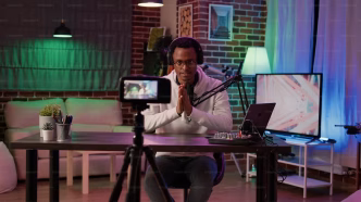 Young professional creating content in an office