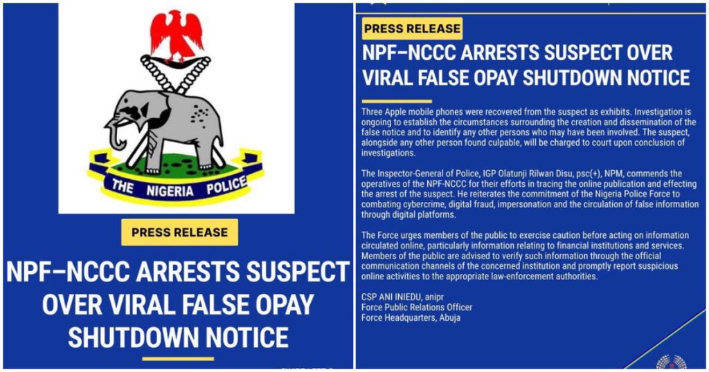 Arrest over OPay shutdown notice