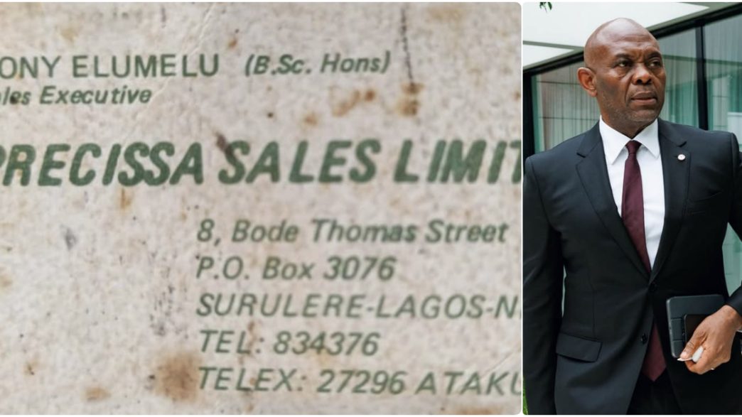 Tony Olumelu shares old complimentary card as sales rep