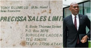 Tony Olumelu shares old complimentary card as sales rep