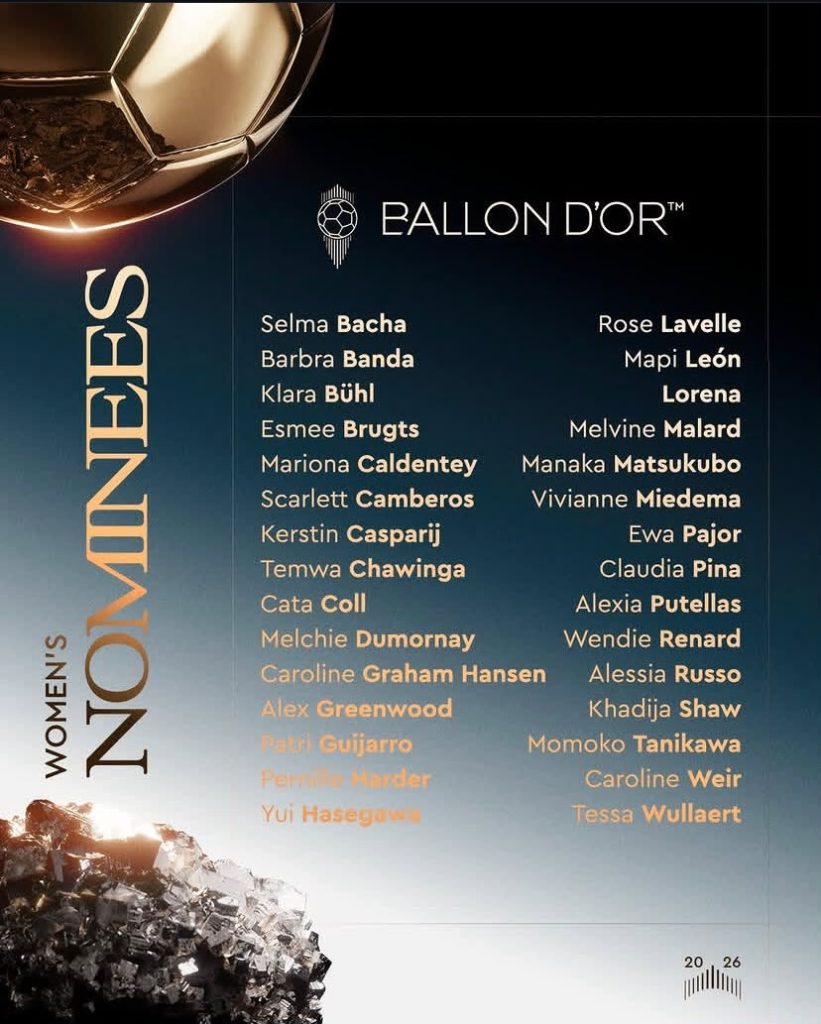 Ballon d’Or 2026 women's nomination list