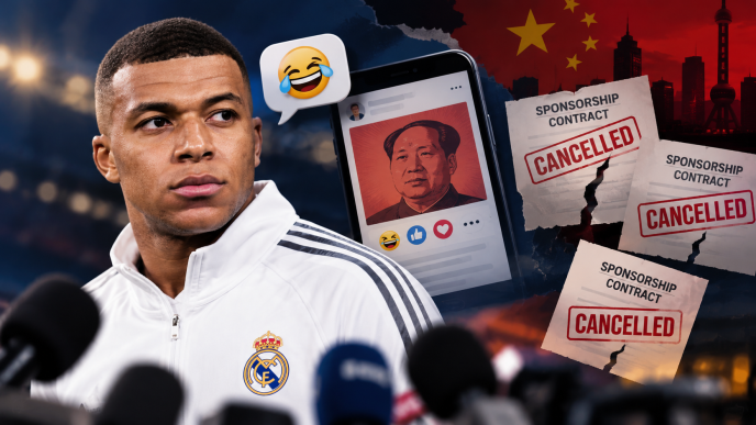 Kylian Mbappé alongside social media reactions and a sponsorship contract, illustrating the consequences of controversial remarks.