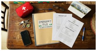 Nigerian emergency folder with identity, medical and household records