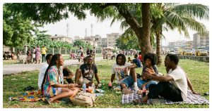 Friends enjoying a low-spend weekend in Lagos