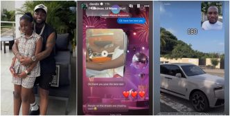 Reactions trail Davido's daughter Imade driving his car