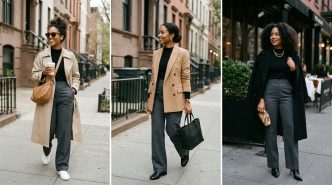 Person restyling a repeat outfit with different accessories