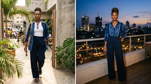 Lagos-ready fashion model wearing a lightweight, movement-friendly Nigerian outfit in Lagos